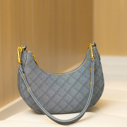 Fashion Women's Bags Wholesale 2026 Summer Denim Crescent Bag Versatile Crossbody Baguette Bag Stylish Underarm Crescent Bag