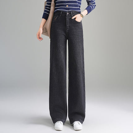 Women's Jeans Autumn New Style 2025 New High-Waisted Slim-Fit Petite Figure Blue Narrow Straight Wide-Leg Pants