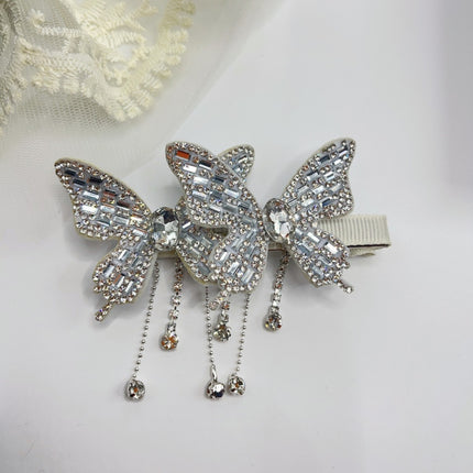 New Original Design Hepburn Style Elegant Butterfly Beads Tassel Clip Broken Hair Bangs Clip 2025 Internet Celebrity