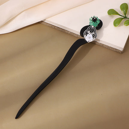 Antique Hairpin Tassel Step Wooden Hairpin Imitation Ebony Headwear Disc Hair Han Clothes Accessories Hair-pulled Ancient Clothes Hair Women