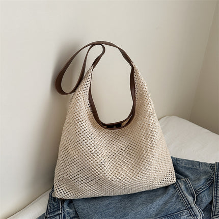 Ins Woven Tote Bag Straw Bag Large Capacity Underarm Bag Shoulder Bag Holiday Style Beach Bag Women's Portable