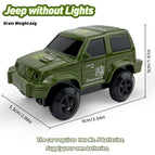 Military green jeep without lights