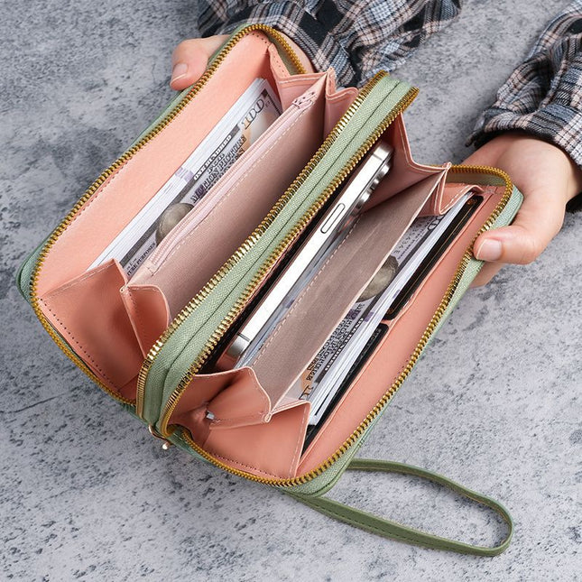 Cross-Border Labelable Clutch Bag Women's Long Fashion Simple Wallet Mobile Phone Bag Multi-Functional Large Capacity Card Holder Change