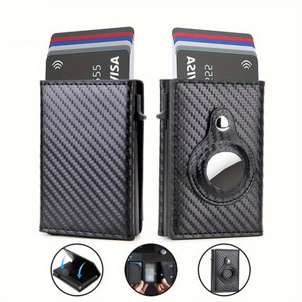 Amazon AirTag wallet carbon fiber magnetic card bag European and American men's wallet RFID Multi-card Men's wallet