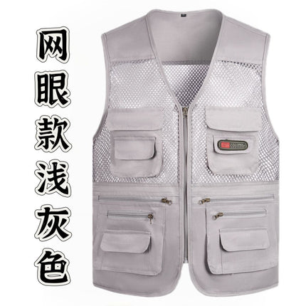 Cross-Border Outdoor Multi-Pocket Vest Men's Fishing Vest Photography Middle-Aged Men's Tops Work Clothes Middle-Aged and Elderly Dad Wear