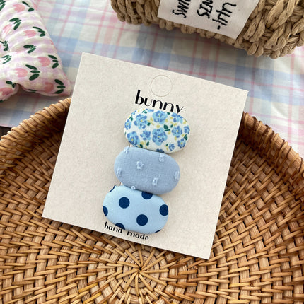 Korean-Style Fabric Children's Hair Accessory Small Oval Floral Bb Clip Fresh Versatile Baby Hairpin Hair Ornament Bangs Hair Clip
