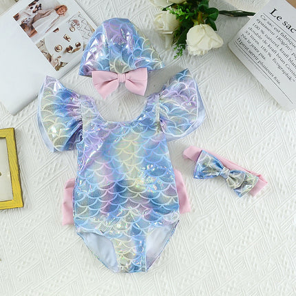 Wholesale Cute Children Swimwear Hot Spring one-piece Swimsuit Girls Baby Baby Princess Mermaid Swimsuit 1-6