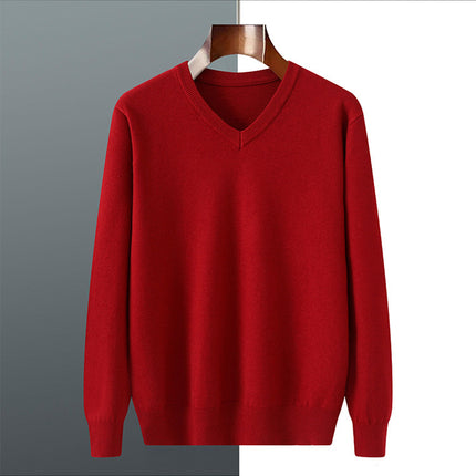 Men V-Neck Andy Velvet Knitted Sweater Pullover 8 Colors S-XXXL Loose Autumn Winter 2024 / Pull Col V Velours Andy Homme 8 Couleurs S-XXXL Ample Automne Hiver 2024