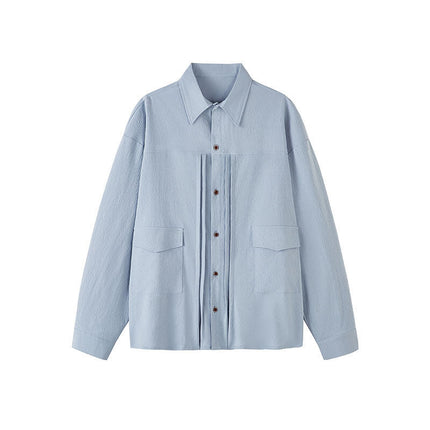Japanese Retro Shirt Jacket Sunshine Clean Men's Outfit Shirt Oversized Loose Large Size Top