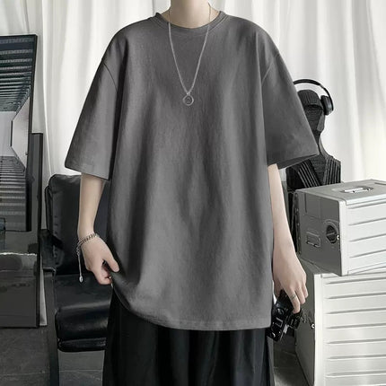 2024 Summer Short-sleeved Loose T-shirt Men's Trendy Brand Casual Half-sleeved Trendy T-shirt Base Shirt Five-sleeved Top