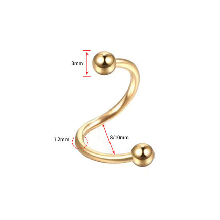Stainless steel S rod spherical outer tooth 1.2 rod lip ring lip nail ear bone nail lip nail round head pointed cone head human body puncture ornaments