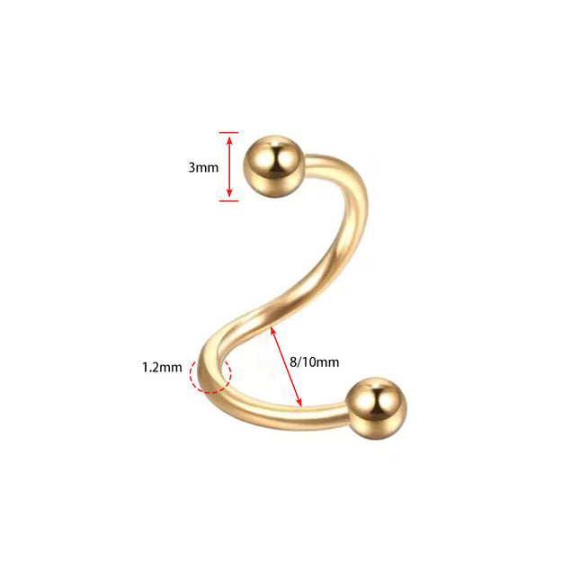 Stainless steel S rod spherical outer tooth 1.2 rod lip ring lip nail ear bone nail lip nail round head pointed cone head human body puncture ornaments