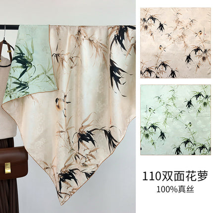Chinese Style Double-sided Two-color Silk Flower Jacquard 110 Large Square Scarf Expensive Silk Scarf Shawl Gift Giving High-end Scarf