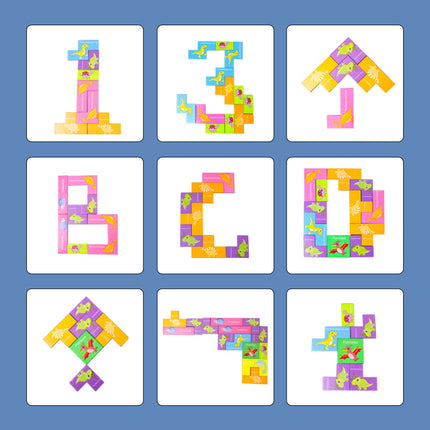 Tetris Wooden Puzzle Wooden Building Blocks Game Puzzle Board Children's Educational Toys Wholesale Assembly Animal Models