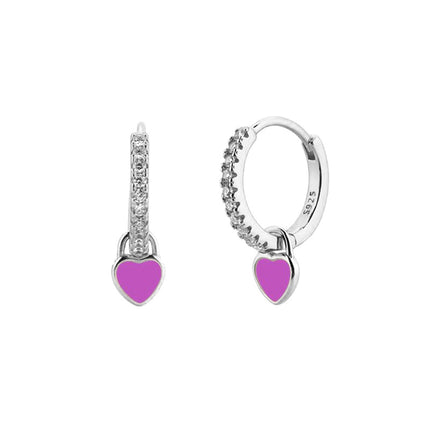 Cross-Border European and American Style Ins-Style Heart-Shaped Earrings with Colorful Zircon, Light Luxury, High-End Fashion and Elegant Earrings