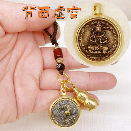 A generation of 12 zodiac Buddha patron saint turn key chain pendant fortune into the eight patron saint of treasure gourd