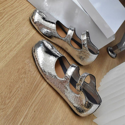 Ballet Shoes, Retro Mary Jane Shoes, Genuine Leather Split-Toe Women's Shoes, Flat Shoes, Fashionable and Versatile, Retro Style