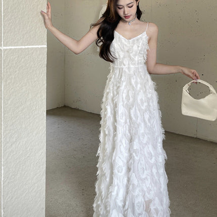 Graduation Adult Ceremony White Neck Evening Dress 2025 New Celebrity Fairy Light Luxury Niche dress High-end Sense