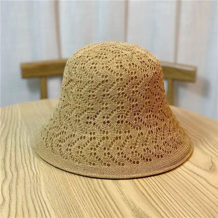 New Sunscreen Hat Women's Summer Hollow-out Breathable Sun Hat Japanese Style Sweet Fisherman Showing Face Small Straw Hat