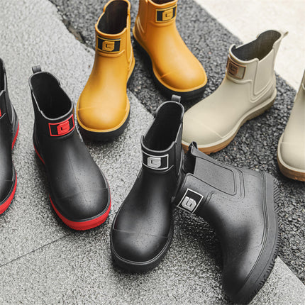 Cross-border Mid-barrel Rain Boots Men's Outdoor All-match Waterproof Fishing Shoes Couple's Camping Rain Boots Non-slip Wear-resistant Kitchen Shoes