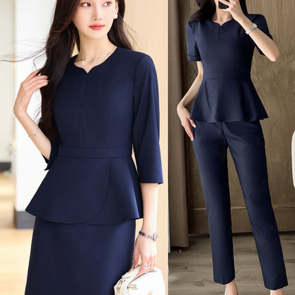 Summer Business Wear Short-sleeved Suit suit Women's Dress Slim-fit Temperament Hotel Front Desk Sales Department Jewelry Store Work Clothes