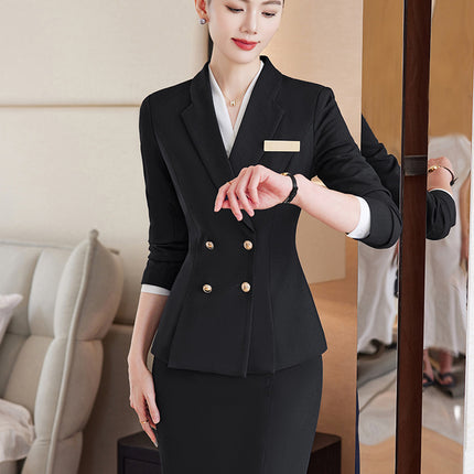Autumn and Winter Professional Small Suit Suit, Feminine Formal Suit Two-Piece Suit, Beautician Front Desk Work Clothes