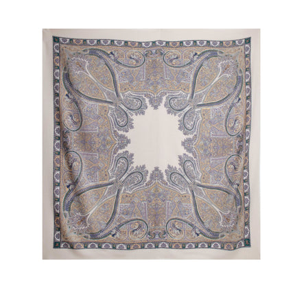 New Style Women's Silk Wool Scarf, Retro Printed Square Scarf, Sun Protection and Warm Neck Scarf, Dual-Use Decorative Scarf