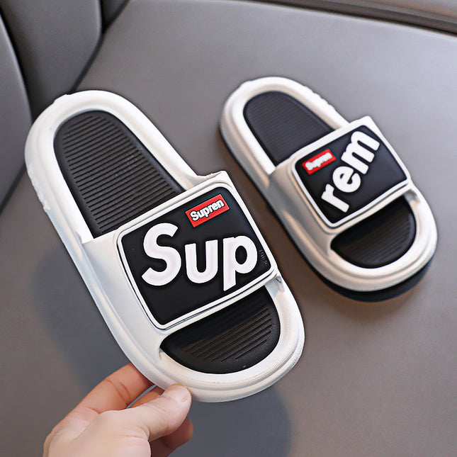 Letter sup drooping home slippers men's and women's summer indoor non-slip deodorant soft bottom Bath sandals