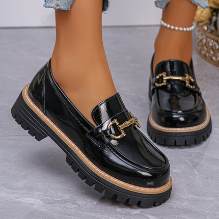 Cross-Border Export Women's Fashionable and Versatile Slip-On Shoes 2025 Spring & Fall New Style Lightweight and Comfortable Thick Heel Loafers