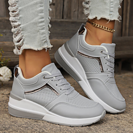 Women's Sports Casual Shoes European and American New Fashion Wedge Thick Sole Casual Sports Women's Single Shoes 43 Large Size Wholesale
