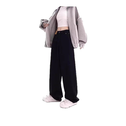 Women's Straight-Leg Loose Jeans 2025 New High-Waisted Slimming Petite Wide-Leg Floor-Length Pants