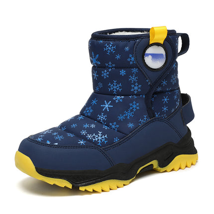 Children's Snow Boots for Girls, New Winter Style, Northeast Large Cotton Shoes, Fleece-Lined, Thickened, Warm, Boys' Outdoor Mid-Calf Boots
