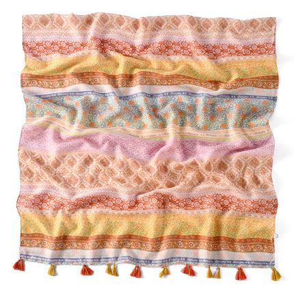 Korean New Colorful Ethnic Style Bali Yarn Long Scarf Artistic Fresh Cotton and Linen Scarf Color-matching Printed Beach Towel