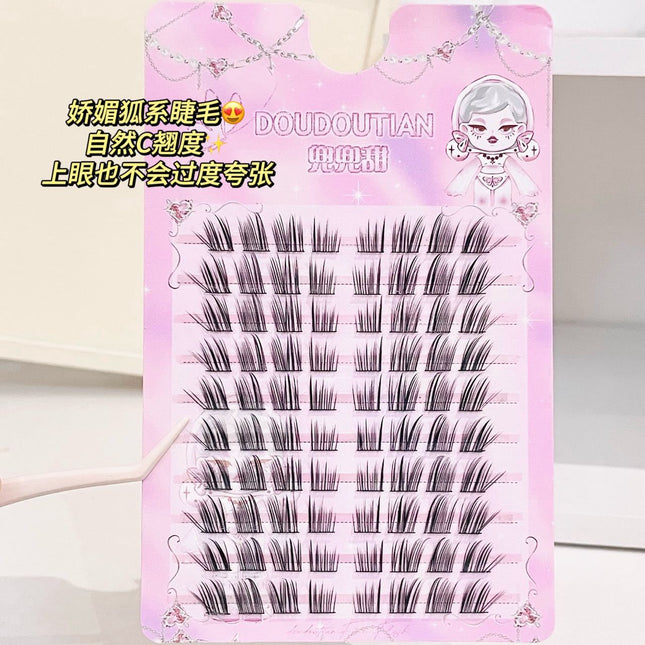 Doudou Tianjia 1 Pure Fox Style Slanted False Eyelashes Lengthening Eye Slanted Eyeliner Imitation Grafted Fox Style Cool Eyelashes