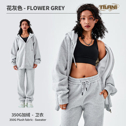 Tilani Men's Sweatshirt Cross-Border Casual Sports Suit Fashionable Pure Color Sweatshirt for Men and Women Simple Zipper Hoodie
