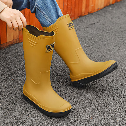 Cross-Border High-Top Rain Boots for Men, Non-Slip Waterproof Rain Boots for Work, Wear-Resistant Rubber Shoes, Kitchen Car Wash Mouth Shoes