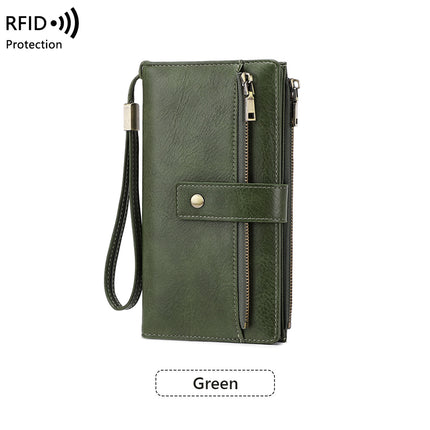 Cross-Border New Rfid Anti-Magnetic Women's Wallet with Multiple Card Slots 70% off Long Wallet European and American Retro Fashion Clutch Bag