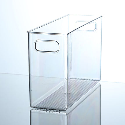 Storage Box Narrow Long Strip Slim Tall Transparent Snack Cosmetics Kitchen Cabinet Clothes Sundries File Book Storage Box