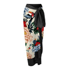 Flamingo print gauze skirt / Free size