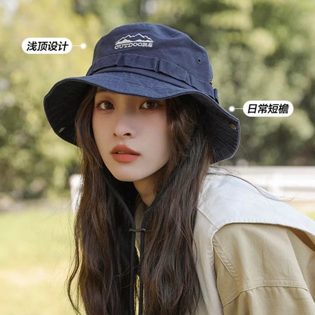 Summer Camping Style Outdoor Hiking Hat Women's Travel Leisure Fisherman Hat Sun Protection Sunshade Hat Anti-Uv Cowboy Hat