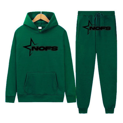 Y2K New Long Sleeve Noes Hoodie Suit Sweatshirt Two-Piece Punk Band Rock Clothing Streetwear