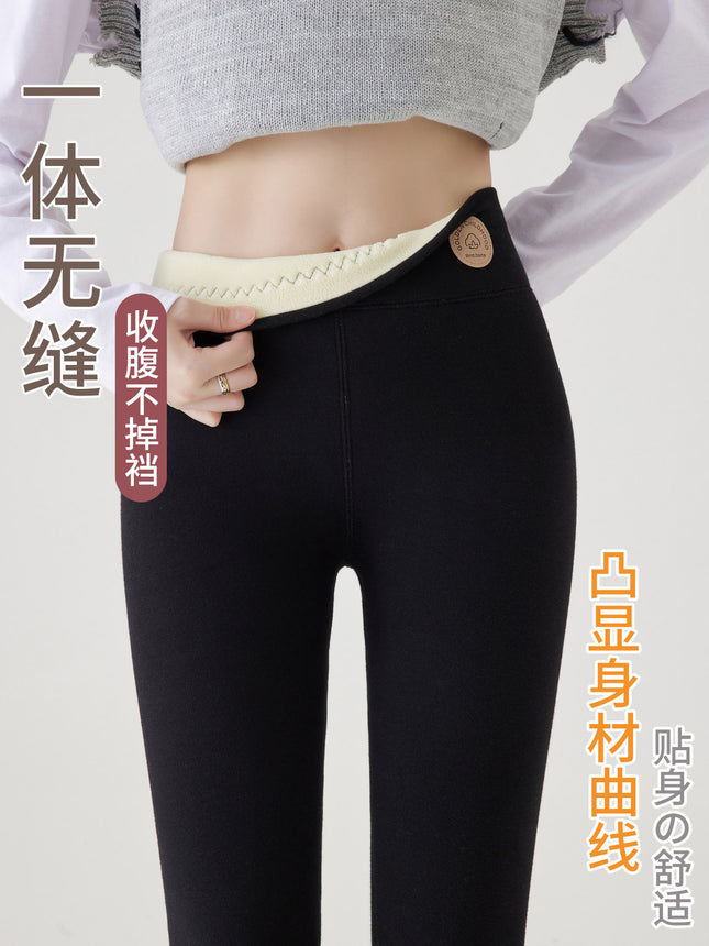 Tall Women's Lamb Wool Leggings Autumn and Winter New Thermal Cotton Pants with Fleece Thickened Plus Size High-Waisted Fleece Pants