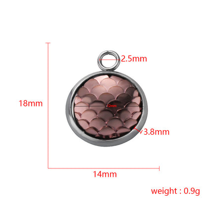 Cross border in stock 12MM mirror titanium steel resin round fish scale jewelry accessories DIY personality fashion geometric pendant