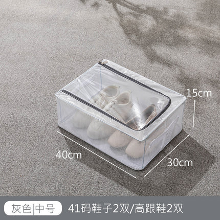 Folding Steel Frame Shoe Box Storage Transparent Dustproof Shoe Cabinet Home Storage Dormitory Shoe Storage Box Installation-Free Batch