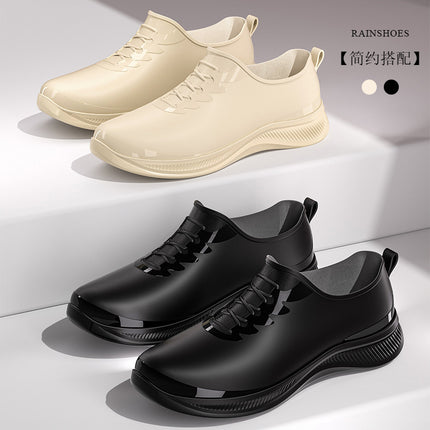 Fashionable Rain Boots for Women, Spring and Autumn Short-Tube Waterproof Shoes for Outer Wear, Non-Slip Kitchen Work Plus Velvet Warm Rain Boots Cross-Border
