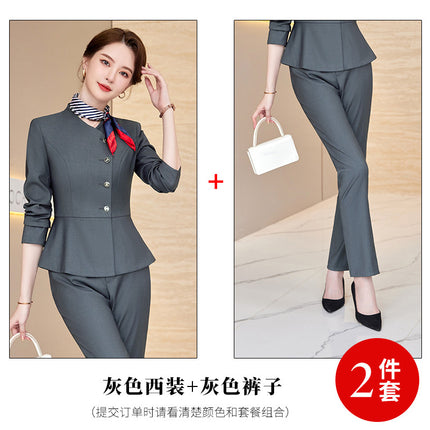 High-end professional suit spring and autumn fashion temperament goddess style skirt administrative overalls front desk manager interview tooling