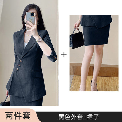 High-end Sense Striped Suit suit Women's 2024 Autumn Fashion Elegant High-end Business Wear Goddess Fan Dress Suit