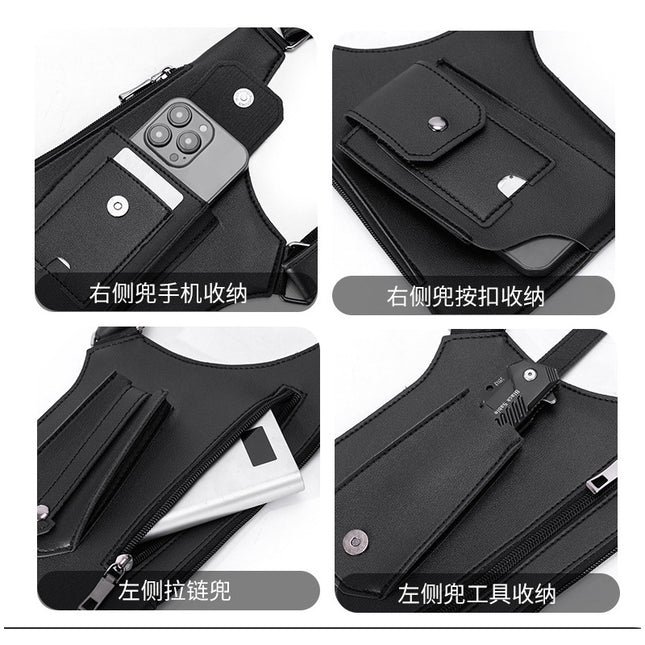 Men's Bag Men's Crossbody Bag Men's Vintage Strap Underarm Satchel Multi-functional Shoulder Bag Women's Outdoor Mobile Phone Bag