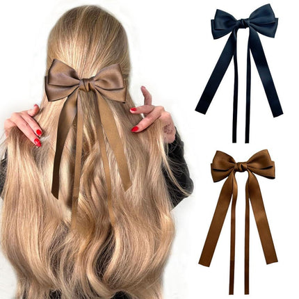 Cross-Border Amazon Best-Selling Ribbon Bow Hairpin Long Ribbon Bow Ribbon Top Clip Elegant Girl Hair