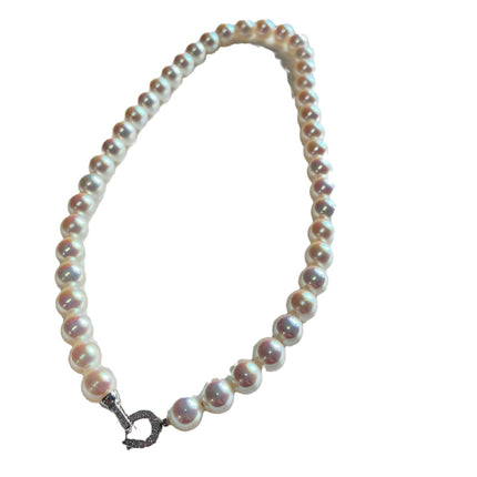 Polar Aurora Mirror Akoya Pearl Necklace Horseshoe Buckle Faux Mabel-like Powder Light Tien Female Clavicle Chain
